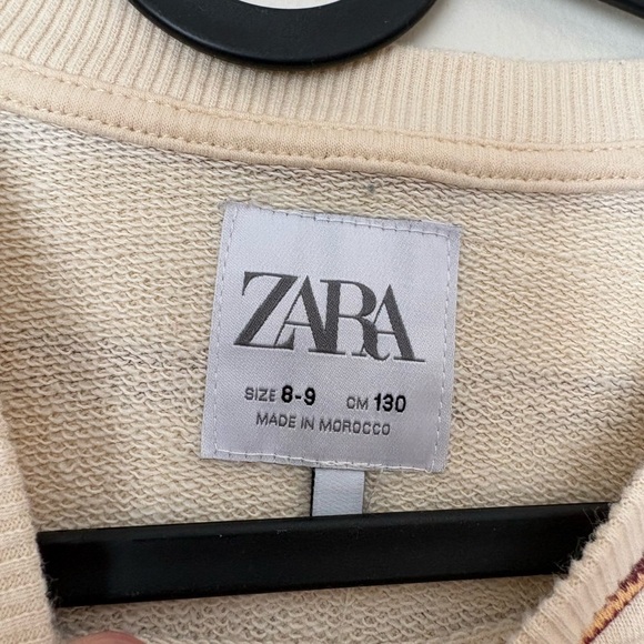 Zara boys Cream and Red Striped Crewneck Sweater 8-9 go wander - Picture 4 of 4